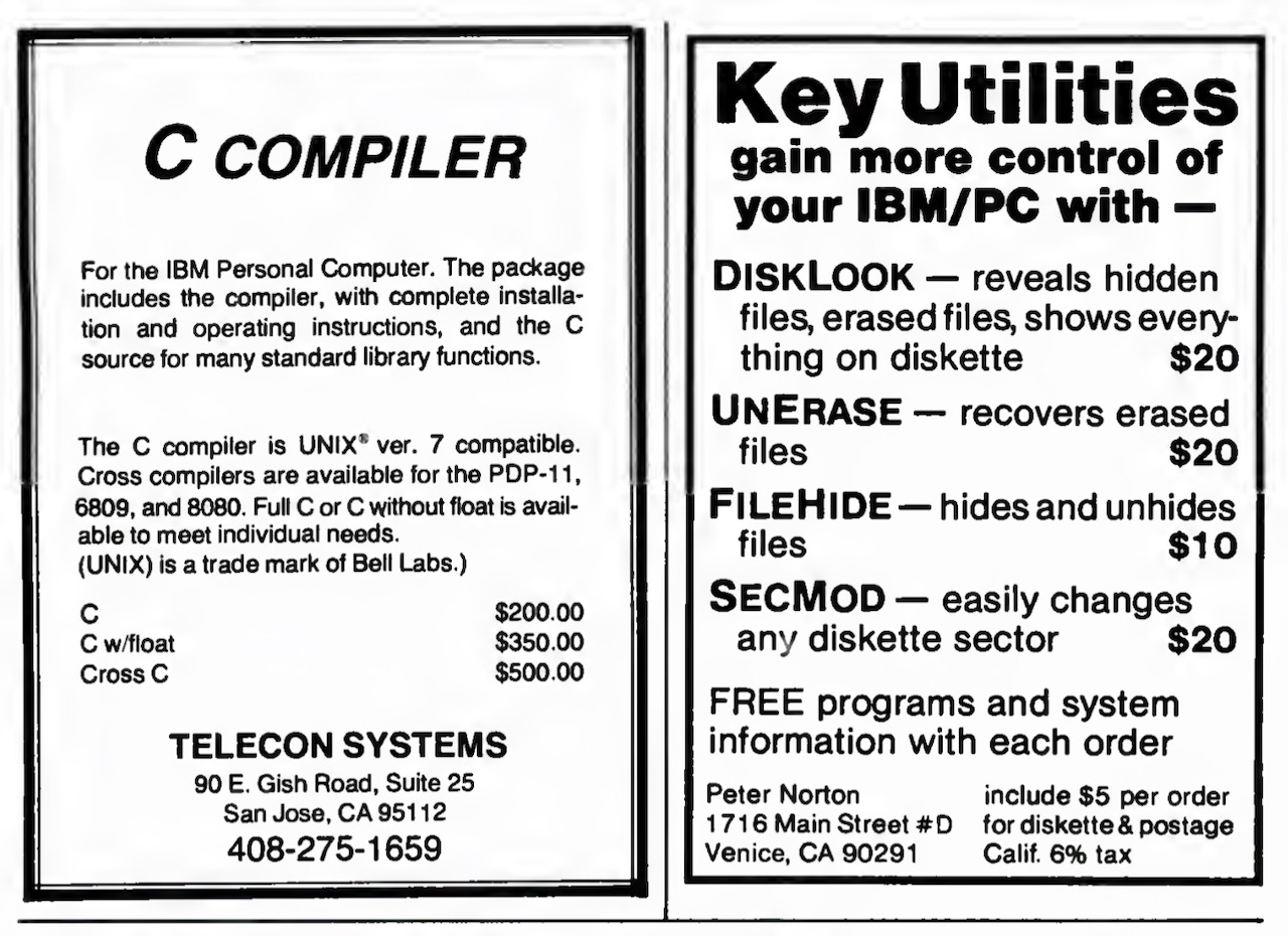 PC Magazine June/July 1982 Norton Utilities Advertisement