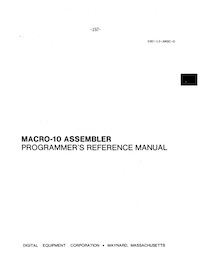 MACRO-10 Assembler Programmer's Reference Manual (Jun 1972)