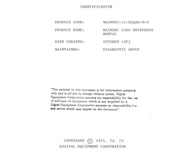 MAINDEC-11-DZQAB MAINDEC USER REFERENCE MANUAL (Oct 1973)