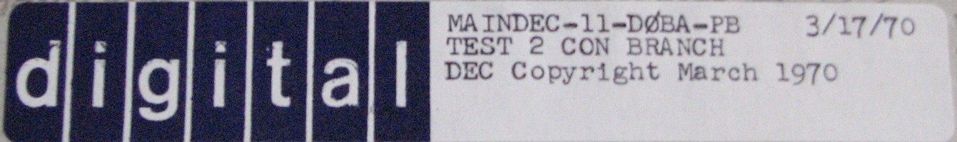 MAINDEC-11-D0BA-PB (MAR/70): TEST 2 - CON BRANCH