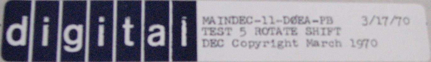MAINDEC-11-D0EA-PB (MAR/70): TEST 5 - ROTATE SHIFT
