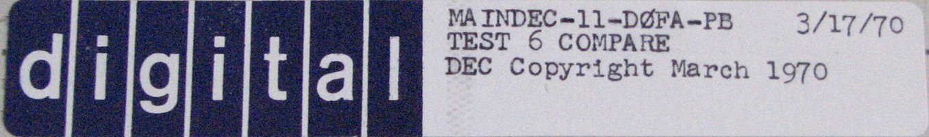 MAINDEC-11-D0FA-PB (MAR/70): TEST 6 - COMPARE