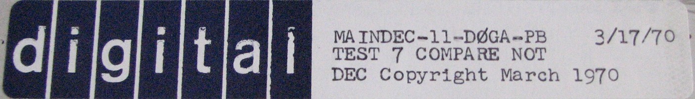 MAINDEC-11-D0GA-PB (MAR/70): TEST 7 - COMPARE NOT