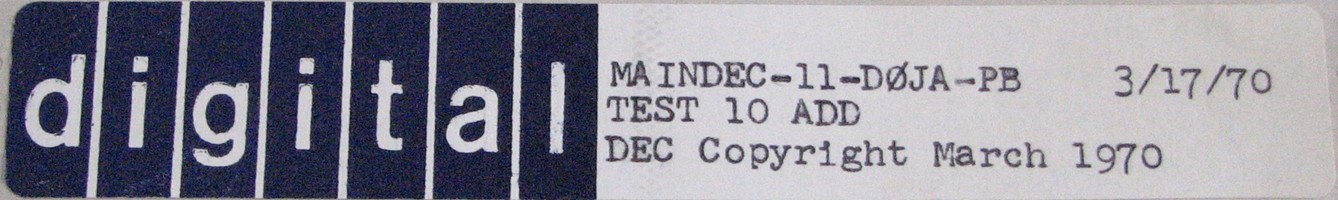MAINDEC-11-D0JA-PB (MAR/70): TEST 10 - ADD