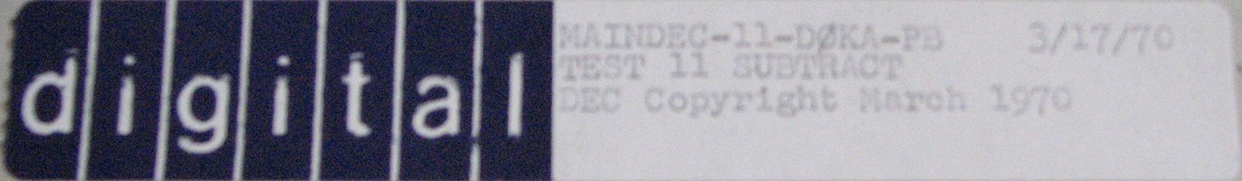 MAINDEC-11-D0KA-PB (MAR/70): TEST 11 - SUBTRACT