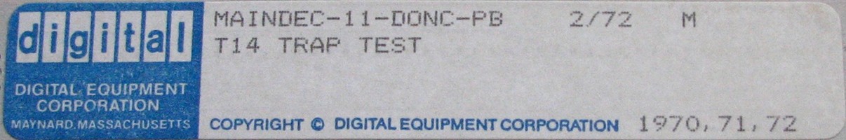 MAINDEC-11-D0NC-PB (FEB/72): TEST 14C - TRAP TEST