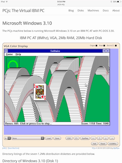 iPad running Solitaire on Windows 3.10