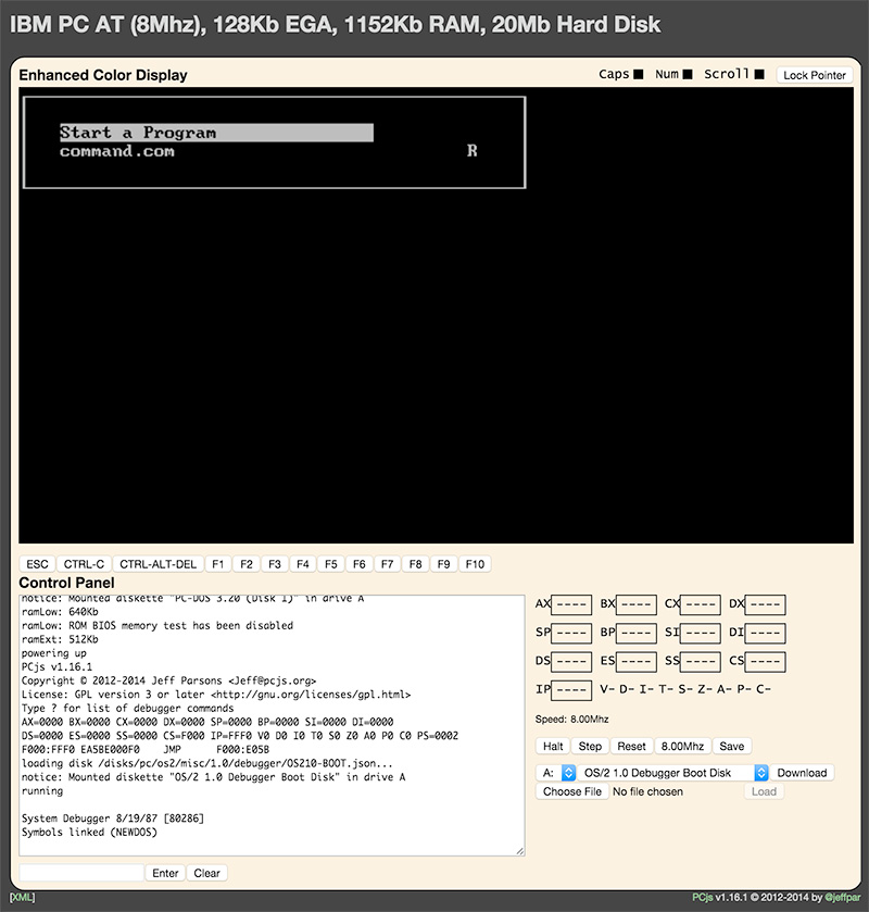 OS/2 1.0 With Kernel Debugger