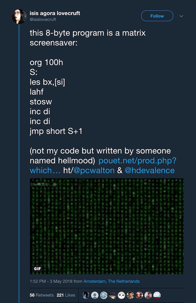 Tiny Matrix Screensaver Tweet