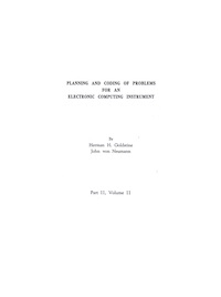 Planning and Coding of Problems for an Electronic Computing Instrument Volume II