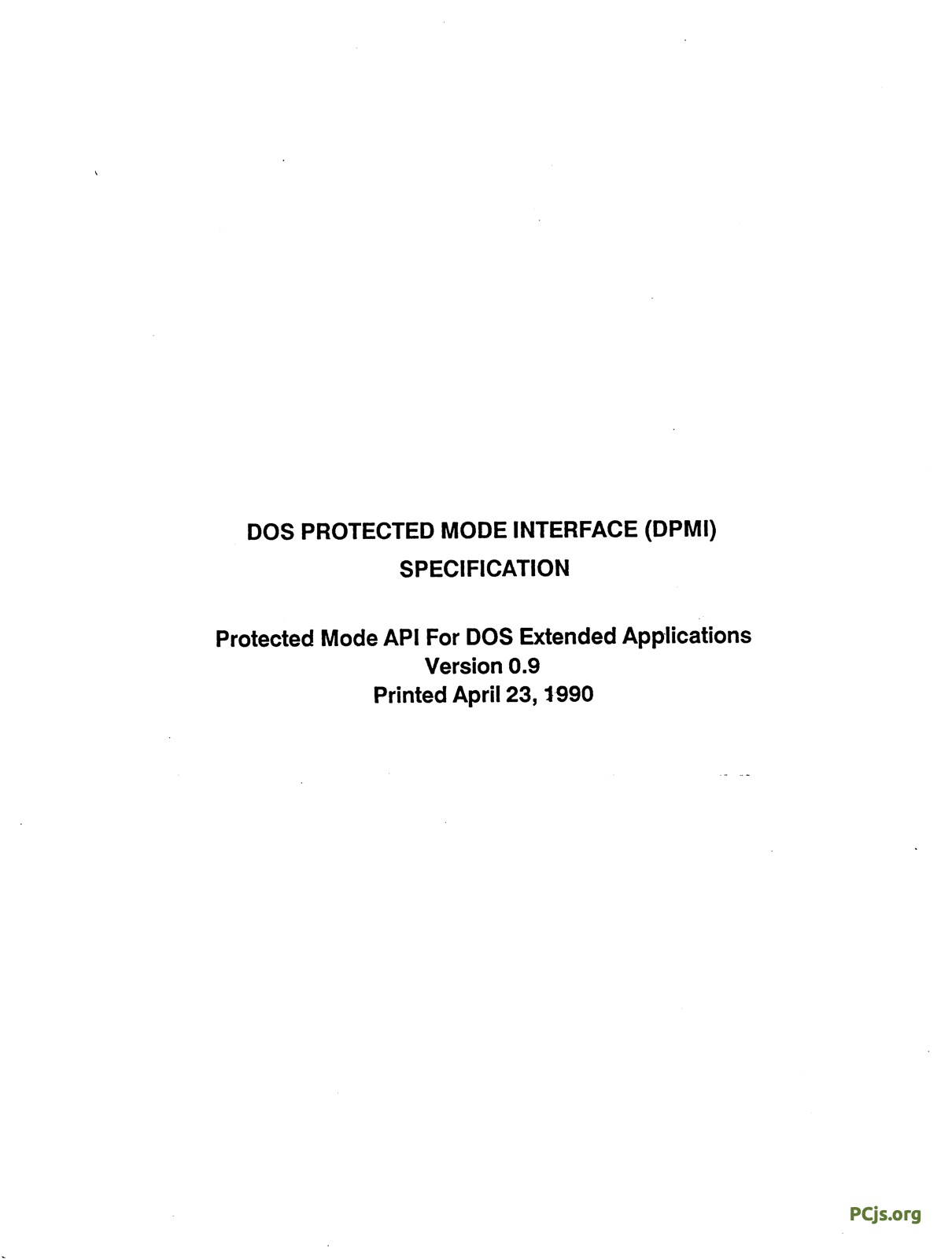 DPMI 0.9 (April 1990)