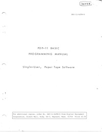 PDP-11 BASIC Programming Manual (1970)