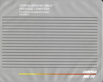 COMPAQ DeskPro 386/20 Technical Reference Guide (Volume 2, Oct 1987)