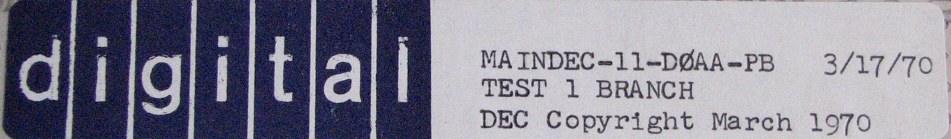 MAINDEC-11-D0AA-PB (MAR/70): TEST 1 - BRANCH