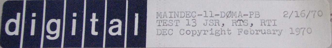 MAINDEC-11-D0MA-PB (FEB/70): TEST 13 - JSR, RTS, RTI
