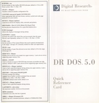 DR DOS 5.0 Quick Reference Card